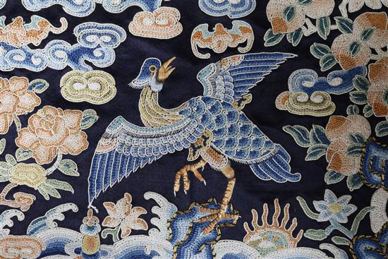 A Chinese embroidered silk rank badge 30 x 31cm